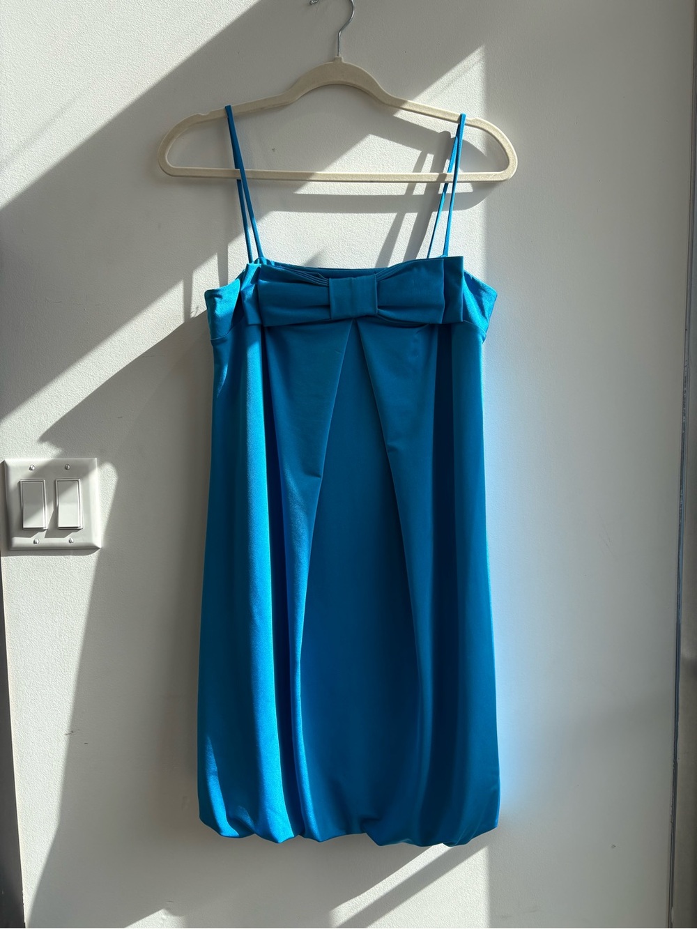Vintage Y2K Le Château Teal Bow Bubble Hem Mini Dress | Size M